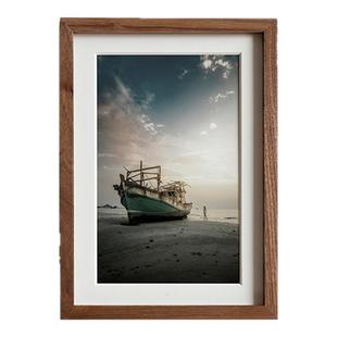 黑胡桃实木摆台装裱相框洗照片7寸8寸10寸A4简约木质斜边正方打印