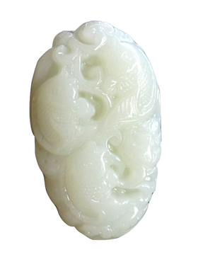 青峰玉业玉器新疆和田玉白玉手把件文玩件籽料把玩年年有鱼手把件