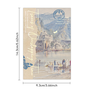 小众明信片时光叠迹复古建筑卡片英文贺卡旧报手账装饰拼贴素材卡