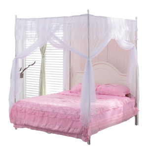 蚊帐三开门方顶宫庭不锈钢加厚25MM管加密雪纺1.5床1.8免安装压脚