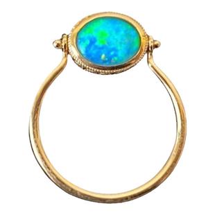 复古翻转戒指澳洲水晶欧泊黑玛瑙雕花18K金镶嵌珠宝宝石天然女