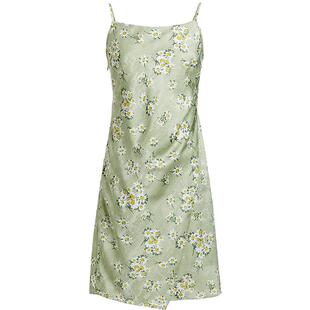 红袖outlets夏季新款女装印花压褶收腰方领套头吊带上衣