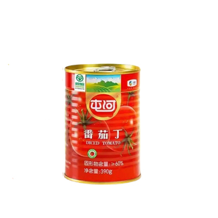 中粮屯河390g番茄丁罐头添加剂绿色健康蕃茄酱西红柿块家用炒菜