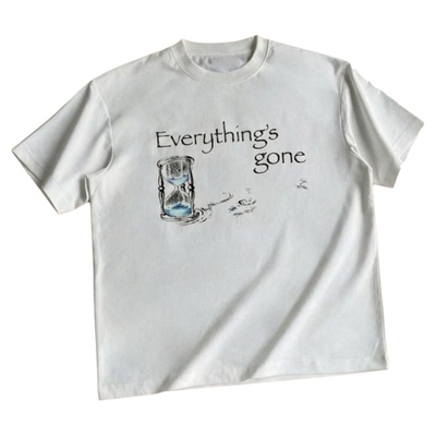 时间流逝沙漏印花透气短袖T恤