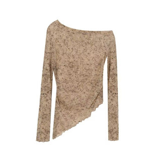 2026年春夏新款明星同款斜肩T恤套头卫衣设计宽松美式外套女休闲