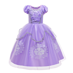 苏菲亚公主裙sofia紫色蓬蓬裙女童索菲亚连衣裙儿童生日表演长裙