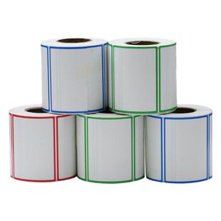 边框彩色三防热敏标签纸不干胶打印纸红蓝绿色合格证便签口取贴纸三防彩色不干胶打印纸防水防油热敏打印纸