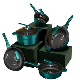 厨具套装全套家用麦饭石不粘锅锅具五件套厨房电磁炉炒锅组合