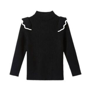 女童针织打底衫2025秋冬洋气新款儿童毛衣白色中大童加厚休闲内搭