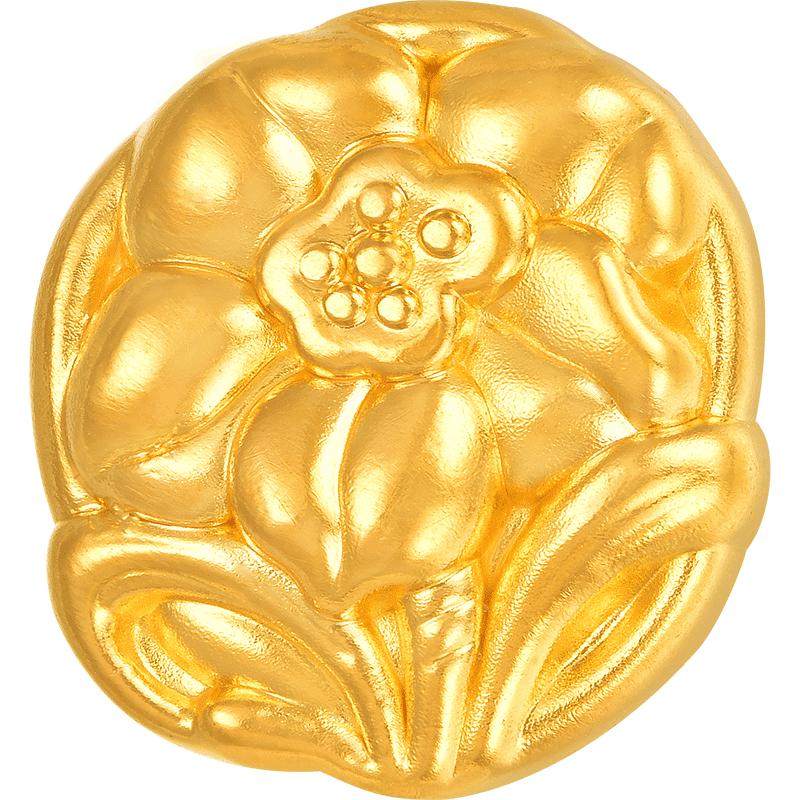 明牌珠宝t3D硬金串珠 黄金十二花运足金路路通红玛瑙手串AFP0685