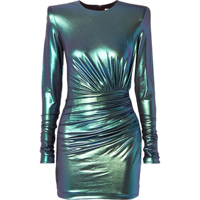 【折扣再降】Alexandre Vauthier 春女缩褶虹彩弹力连衣裙