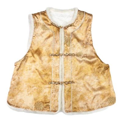 拉贝碧【买一送一】金蝶飞 草木染织锦金丝线双面穿盘扣夹棉马甲