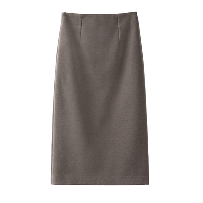 黑色毛呢半身裙女秋冬开叉一步裙