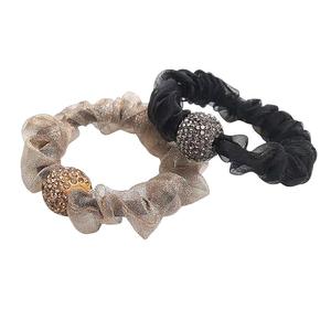 2025新款水钻网纱头绳女简约气质扎头发绳橡皮筋高级感小皮套发圈