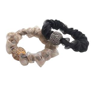 2025新款水钻网纱头绳女简约气质扎头发绳橡皮筋高级感小皮套发圈