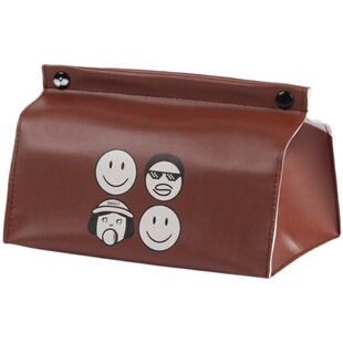 SADULT可爱卡通笑脸家用抽取式纸巾盒汽车车载纸巾套抽纸餐巾盒套