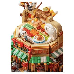 LOZ积木新春烤鸭店国潮街景建筑房子小颗粒拼装玩具美食春节礼物