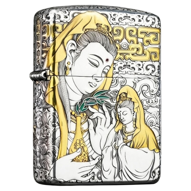 Zippo火凤凰观音拜观音浮雕盔甲