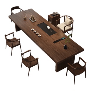 宋代美学实木大板茶桌2026新款高端禅意茶室办公室接待新中式茶台