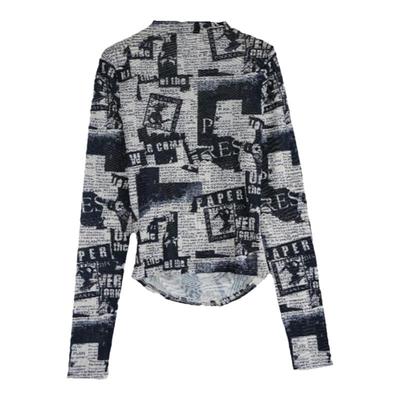 长袖高领网纱打底衫女