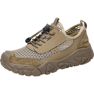 jeep男鞋2026夏季新款透气网鞋休闲运动鞋男防滑软底大网眼登山鞋