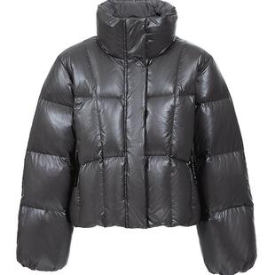 ONLY2025冬季新款机能感防风立领亮面双向拉链小个子短款羽绒服女