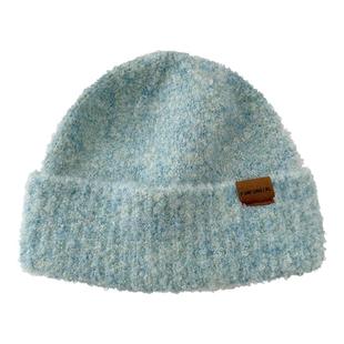 CKDH韩版蓝色圈圈纱羊毛混纺帽子冬季保暖2025大头围护耳毛线帽女