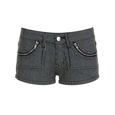 复古摩登条纹低腰牛仔短裤