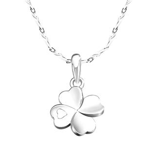 999纯银四叶草幸运项链女夏足银锁骨链小众款银吊坠简约款送礼物