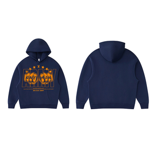 ZEKE LAB「一人为伍」加绒加厚套头连帽卫衣宽松廓形数码直喷帽衫