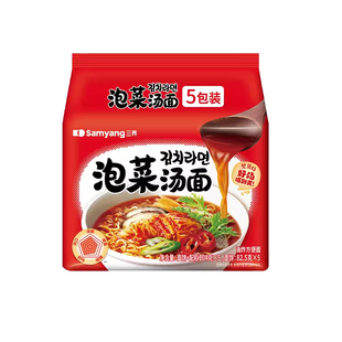 三养泡菜汤面韩式辣白菜方便面袋装拉面煮泡面上班夜宵速食5连包