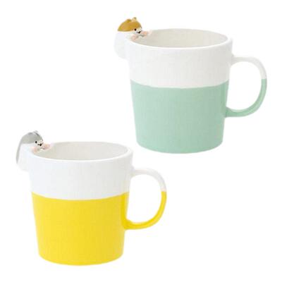 日本Decole新款仓鼠马克杯汤勺筷子架可爱动物杯子情侣杯办公室杯