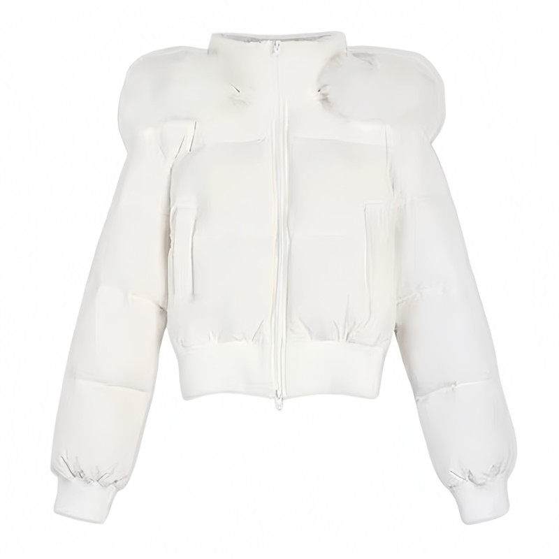 大毛领保暖短款羽绒棉服女2025冬季新款修身收腰显瘦气质棉袄外套