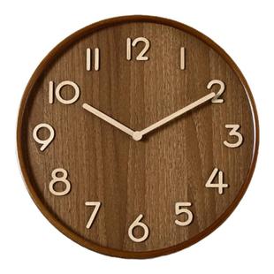 挂钟实木木质时钟新款2025客厅中古风挂墙高级感静音钟表轻奢壁钟