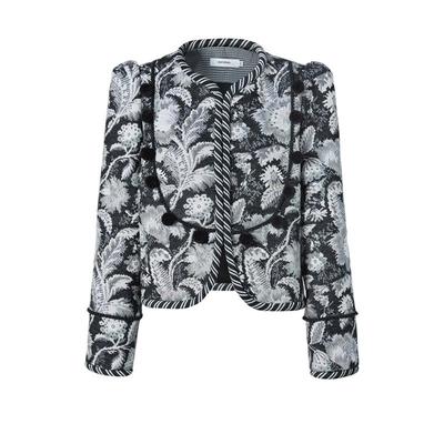 【新款】Cello Sonata 25秋 黑色提花流苏球宽肩撞色边缘圆领夹克