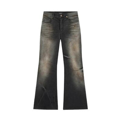 【免费改裤】WE11DONE25秋冬女士做旧脏感水洗牛仔裤复古潮流个性