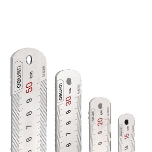 得力钢尺1米刻度不锈钢直尺15/20/30/50cm米尺铁钢板尺尺子加厚