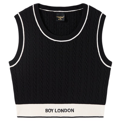 BOYLONDON时尚简约潮牌休闲百搭无袖针织背心夏季女款上衣W62001