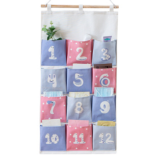 卡通挂式收纳挂袋布艺墙上置物袋冰箱侧面柜门后小物件手机储物袋