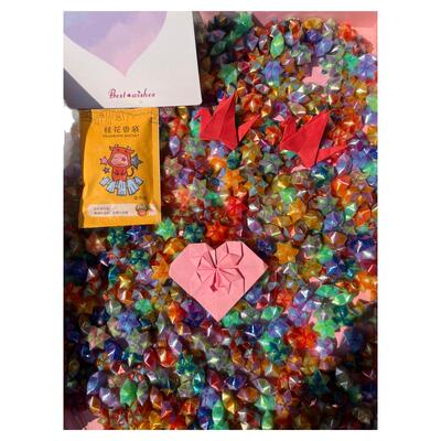 折好的 塑料双色六角星吸管星星成品纯手工折叠幸运星生日情人节