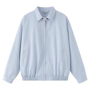 FromMars Clear sky blue and white striped jacket coat couple