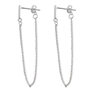 韩版s925纯银韩剧车秀贤宋慧乔男朋友同款流苏耳环不对称长款耳钉