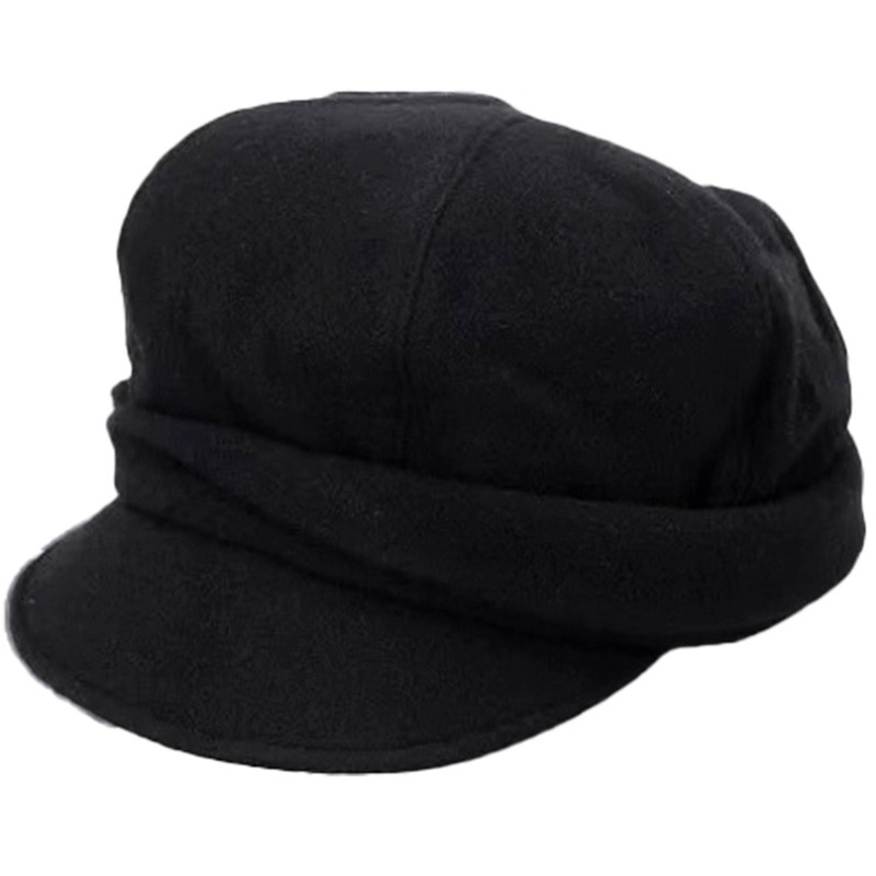 张婧怡同款黑色毛呢贝雷帽