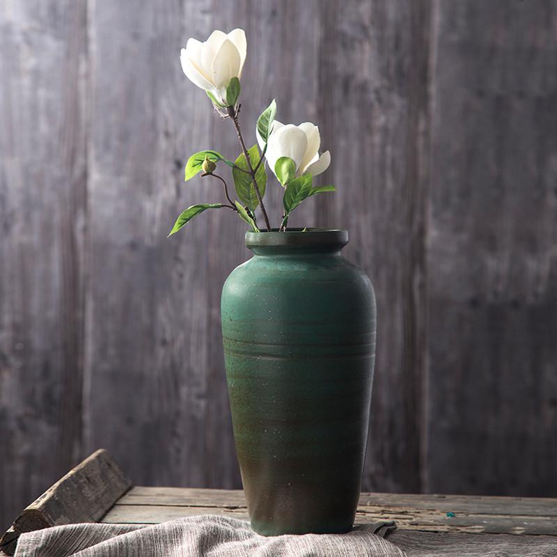 手工仿古粗陶陶罐花瓶禅意复古客厅装饰水培插花器新中式陶瓷摆件