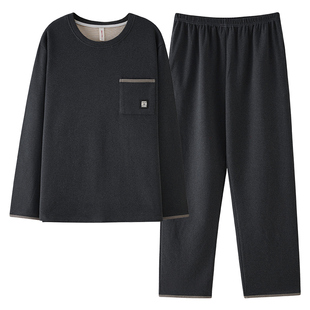 双面磨毛德绒男士睡衣春秋冬季加绒加厚长袖保暖薄绒青少年家居服