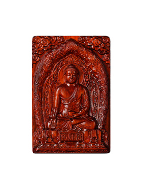 正品紫檀佛牌横三世佛药师佛吊坠