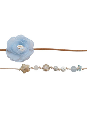 小清新天蓝色花朵串珠度假风颈带