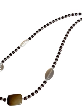 复古撞色渐变天然石串珠项链