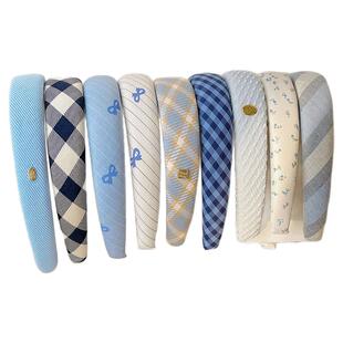 蓝色系发箍女韩系蝴蝶结2025新款洗脸头箍高颅顶日常外戴发捆发卡