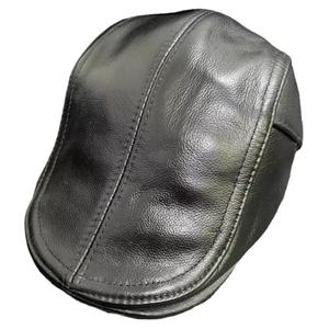 头层牛皮鸭舌帽四季薄款中老年软面牛皮帽子复古绅士帽休闲前进帽